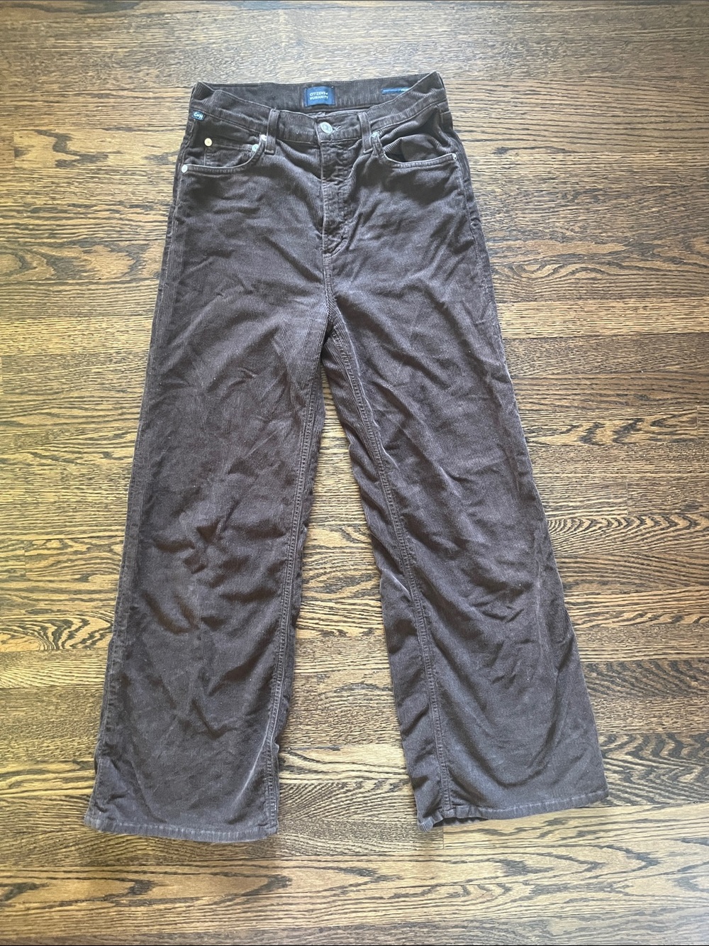 Citizens Of Humanity Paloma Wide-Leg Corduroy pants in Dark Brown  high rise 26